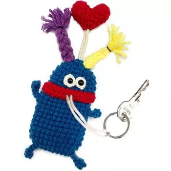 macaroni edge yarn mascot key monster key accessory key Korean handmade x twin [macaroni edge] case, holder, case, storage, goods, (navy two-tone,