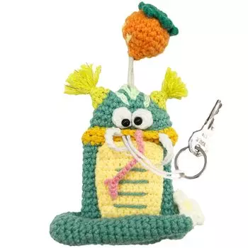 macaroni edge Yarn Mascot Key Year of the 2025 Limited Edition Monster Zodiac Key Korean Handmade Case, Snake, Color, Keychain, Snake, Sign, Storage, зелёный