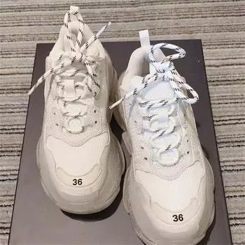 Machi женские дышащие кроссовки для папы с кристаллами на платформе - толстая подошва, шнуровка, повседневный спортивный стиль (2024 Весна) 40 бежевый