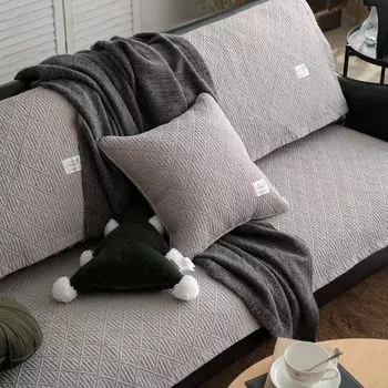 Machine Embroidery High-Grade Cotton Twill Sofa Cushion Fabric Pure Cotton Non-Slip Cushion Minimalist Pure Color All Year Round Neutral Grey 50*50cm pillow case without core