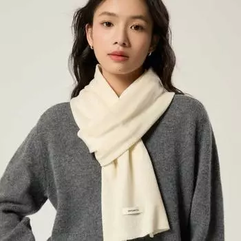 Machine Washable! Selected 100% Pure Wool Double Layer Warm Scarf For Women, Winter Couples, High-Quality Scarf Men тёмно-синий