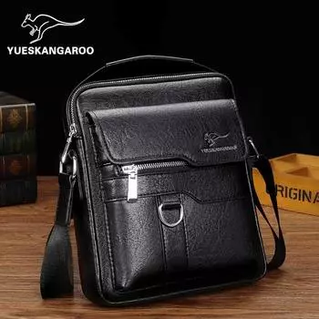 Mackangaroo Fashion Men s Bag Genuine Leather Crossbody Shoulder Bag Cowhide Business Handbag Men Bag Leather Bag Vertical HA-093 Black