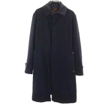 Mackintosh wool Long sleeve Stainless collar coat 38 Navy system Men s Used