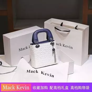 Mackkevin Genuine Leather Pleat Portable Diana Bag Women 2025 New High-Grade Shoulder Shoulder Square Sling Bag White