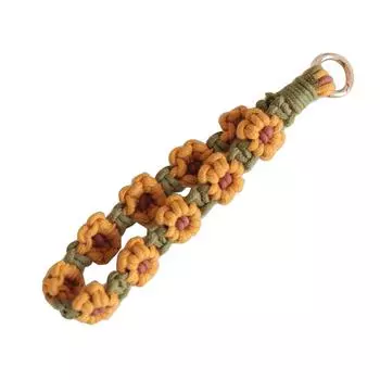 Macrame Flower Wristlet Keychain Key Fob Strap Wrist Lanyard Bracelet Keyring Easter Gifts Key Chain Party Decors жёлтый
