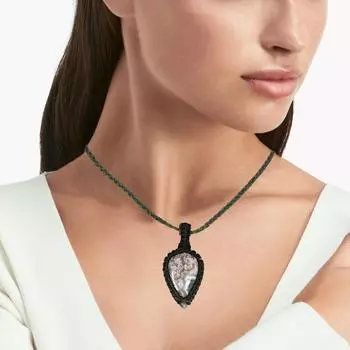 Macrame Necklace Pendant Handmade Crazy Lace Agate Gemstone Natural Jewelry