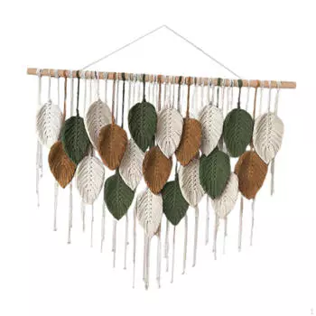 Macrame Wall Hanging Boho Leaves Tapestry, Chic, Ornament Woven Tapestry for Nursery коричневый