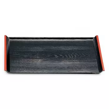 Made in 6 Shaku ID Wood Black and Red x 34cm x J-Kitchens Placemat/Tray, Japan, Convenient, Grain, (48.5cm 2.2cm)