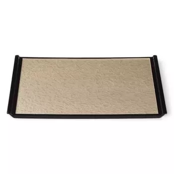 Made in Champagne with Black Small x 34cm x J-kitchens Placemat, Japan, 6-Shaku Flight, Gold/Aqua Rim, (48.5cm 2.1cm)