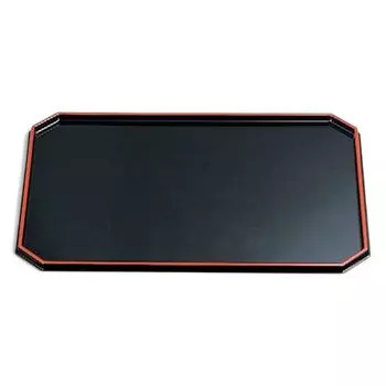Made in Easy to 4 Shaku 4 Corner Cut Black and SL x 33cm x J-kitchens Placemat, Tray, Japan, Use, Long, Red, (42cm 1.5cm)