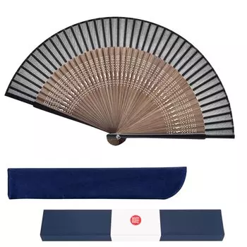 Made in Gift Box Bag Luxury Silk Dance Summer Kabuki Fireworks Japanese Black [Dockii] Men s Fan, Durable, Japan, 21cm, Included, Included,