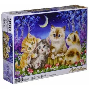 [Made in Japan] 300 piece jigsaw puzzle Let s play in the moonlight (26 x 38cm)