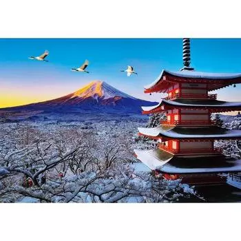 [Made in Japan] Beverly 300 Piece Jigsaw Puzzle Fuji and Sengen Shrine with Dancing Cranes (26 x 38 cm) 300-114