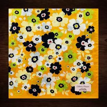Made in Japan Cotton Printed Single Lobe Wild Rose Handkerchief Garcinia Base