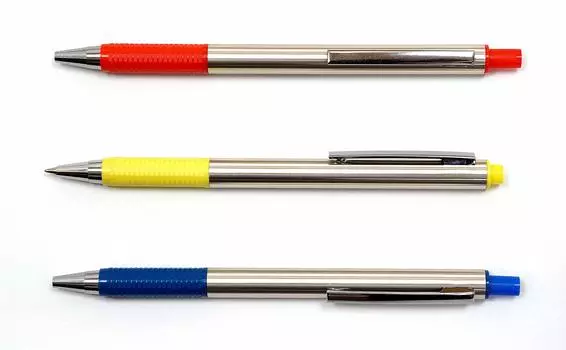 Made in Japan FB325 Aluminum Straight Knock Ballpoint Mixed Pen, Colors, 7-Pack, K1-FB325-7