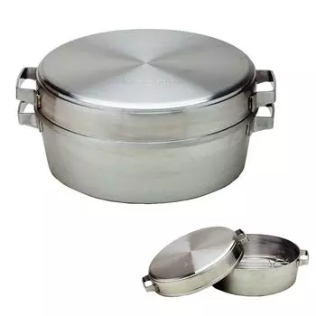 Made in Japan in Dutch Stainless No Seasoning Easy to Clean Detergent High Heat Storage Durable Gas Stainless Steel Dutch Oven 10 Inch Dual [SOTO]