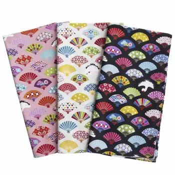 Made in Japan Japanese Pattern Japanese Style Handkerchief Cotton 53cm x 53cm Japanese Pattern Fan Set of C-RAYS 100% Approx. Approx. (E.Folding 3)