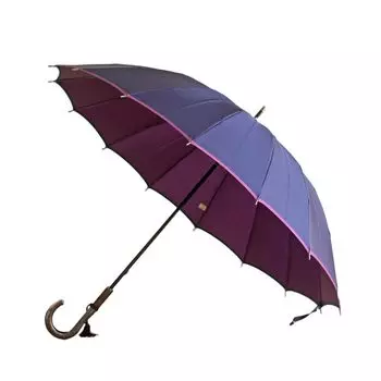 Made in Japan Kasane long umbrella 16 ribs 55cm Koshu woven double sided Plain for both rain and shine Komiya Shoten x (Navy Purple)