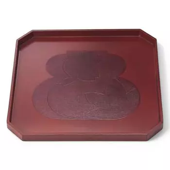 Made in Japanese Shaku Negoro J-kitchens Placemat, Tray, Japan, Design, Wooden, 1.5 (1.5 Sun) Corner-Cut Gourd, Shunju,