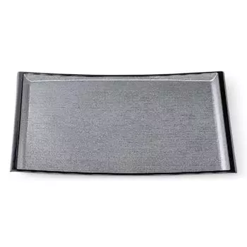Made in Refined Silver S x x J-kitchens Placemat, Japan, Tray, 6-Shaku U-Line, Pear-Ground, Black, (48.5cm 37.5cm 2cm)