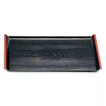 Made in Shining Shaku 3 ID Wood Black and SL x x J-kitchens Placemat, Japan, Tray, Grain, Red, (39.4cm 27.6cm 2.1cm)