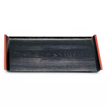 Made in Simple Shaku 5 ID Wood Black and SL x x J-kitchens Placemat/Tray, Japan, Modern, Grain, Red, (45.5cm 32.5cm 2.2cm)