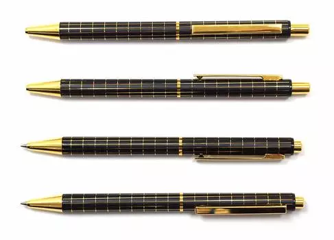 Made in Standard Size Metal Straight Knock Double Anodized Black Grid Ballpoint Japan, Pen, 2-Pack, Black, T22-P6-NQ25KB-2B чёрный