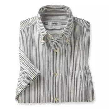 made in Takashima Chijimi white [UNITED] Short-sleeved shirt, Japan, men s, button-down, (JP, alphabet, LL, gray)