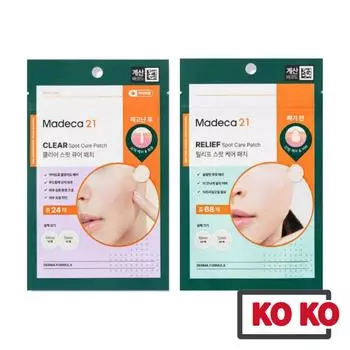 [Madeca 21] [Daiso] Точечный пластырь 2 типа / Прозрачный лечебный пластырь / Успокаивающий точечный пластырь Clear Spot Cure (24ea)