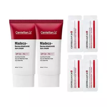 Madeca Derma Shield Sun Cream 30ml x2 + Nutrition Cream 1ml 2P + Moisturizing Gel Cream 1ml 2P Set