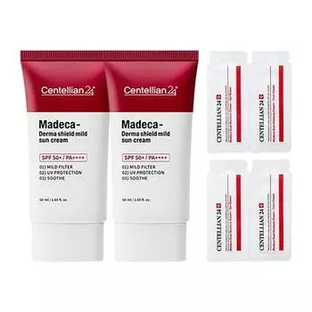 Madeca Derma Shield Sun Cream 50 мл x2 + Питательный крем 1 мл 2P + Увлажняющий гель-крем 1 мл 2P Набор