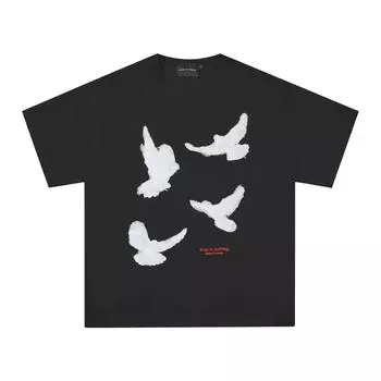 MADEEXTREME Peace Dove Embroidery Men s High-Weight Cotton Summer T-Shirt XXL
