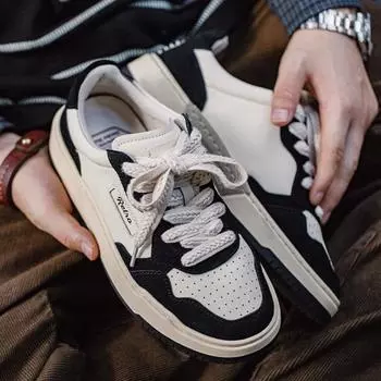 Maden New Casual Low-Top Black and White Spliced Sneakers Men s Versatile Sports Shoes for Autumn Lace-up Skateboarding Shoes 38 черный белый
