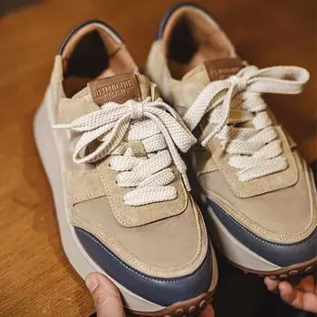 Maden New Retro 70 s Spliced Lace-up Jogging Shoes for Men s Spring Thick Sole Height-increasing Versatile Sports Casual Shoes 38