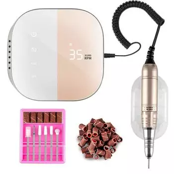 Madenia Nail Nail Электрический гвоздодер Электрический гвоздодер Электрический гвоздодер Оснащен сенсорным ЖК-дисплеем 35000 об/мин Высокая скорость Скорость Различные насадки Шлифовка Низкая Низкая Высокая