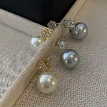 Madomah Shijia Pearl Zircon Stud Fashion Универсальная атмосферная элитная французская легкая роскошь золотой