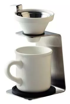 maebata Brew Coffee Single Person Dripper Set White Mesh Filter Mug with Coaster 51641