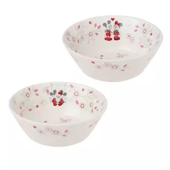 maebata Disney Pink Salad Bowl Set Microwave and Dishwasher Perfect 65083 (Pair), Safe, Boxed, Gift,