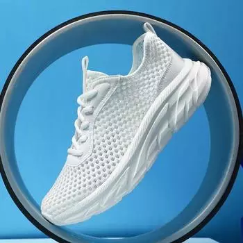 MAEDEF Белые кроссовки для бега, повседневные кроссовки для активного отдыха, дышащая сетчатая обувь для мужчин, легкие амортизирующие спортивные кроссовки 40 белый