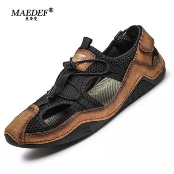 MAEDEF Летние мужские сандалии Тапочки Мужская повседневная обувь Для отдыха на природе Мужские пляжные сандалии для мужчин Пляжная обувь Плоские сандалии Мужская обувь 39 зелёный