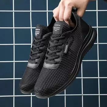 MAEDEF Летние сетчатые туфли на шнуровке Мужские кроссовки Легкие мужские повседневные туфли Прогулочная обувь Tenis Masculino Zapatillas Hombre 39 чёрный