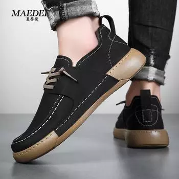 MAEDEF Men s Shoes Flats Casual Shoes Male Vulcanize Shoes Lace Up Comfortable Black Walking Driving Shoe Man Sneakers Footwear 39 чёрный