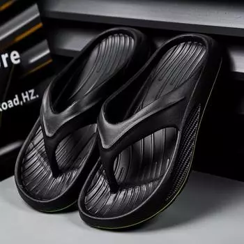 MAEDEF Men s Slippers Summer Flip Flops Beach Sandals Lightweight Beach Shoes Man Comfortable Black Slippers Casual Men Sandals 40