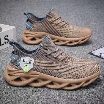 MAEDEF Men s Sneakers Fashion Outdoor Anti-slip Lace Up Runing Shoes Summer Lightweight Breathable Mesh Comfortable Leisure Shoe 36 хаки