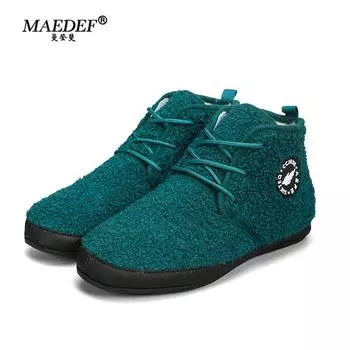 MAEDEF Men Winter Shoes Home Cotton Fluffy Plush Designer Flats 2025 Casual Platform Couple Shoes Warm Soft Large Size Men Shoes 39