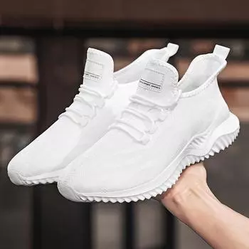 MAEDEF Мужская сетчатая повседневная обувь, дышащие высококачественные кроссовки, летние, на шнуровке, легкие, черные, большого размера, для ходьбы, мужские теннисные туфли 39 белый