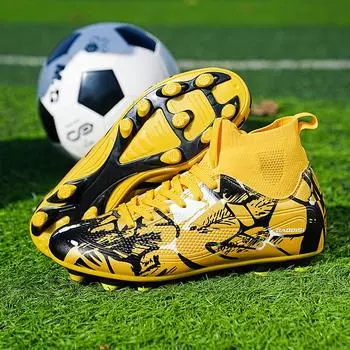 MAEDEF мужские удобные мягкие дышащие футбольные бутсы на шнуровке для занятий в помещении и на открытом воздухе высококачественные нескользящие мужские тренировочные кроссовки 35 чёрный