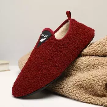 MAEDEF плюшевые туфли на плоской подошве мужские тапочки зимние уличные пушистые теплые мужские хлопковые домашние мокасины домашние тапочки модная повседневная мужская обувь 36-37(fit35-36) серый