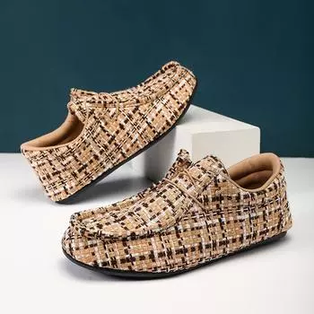 MAEDEF Shoes Men Casual Canvas Shoe Soft Comfortable Flat Shoes Round Toe Black Loafers for Men Lightweight Driving Boat Shoes 36