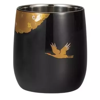 Maeju lacquerware lacquer polished double daruma cup Shiny black 8K-521